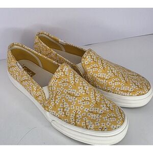Keds Double Decker Womens Size 7.5 Shoes Yellow Floral Casual Slip On Sneakers‎